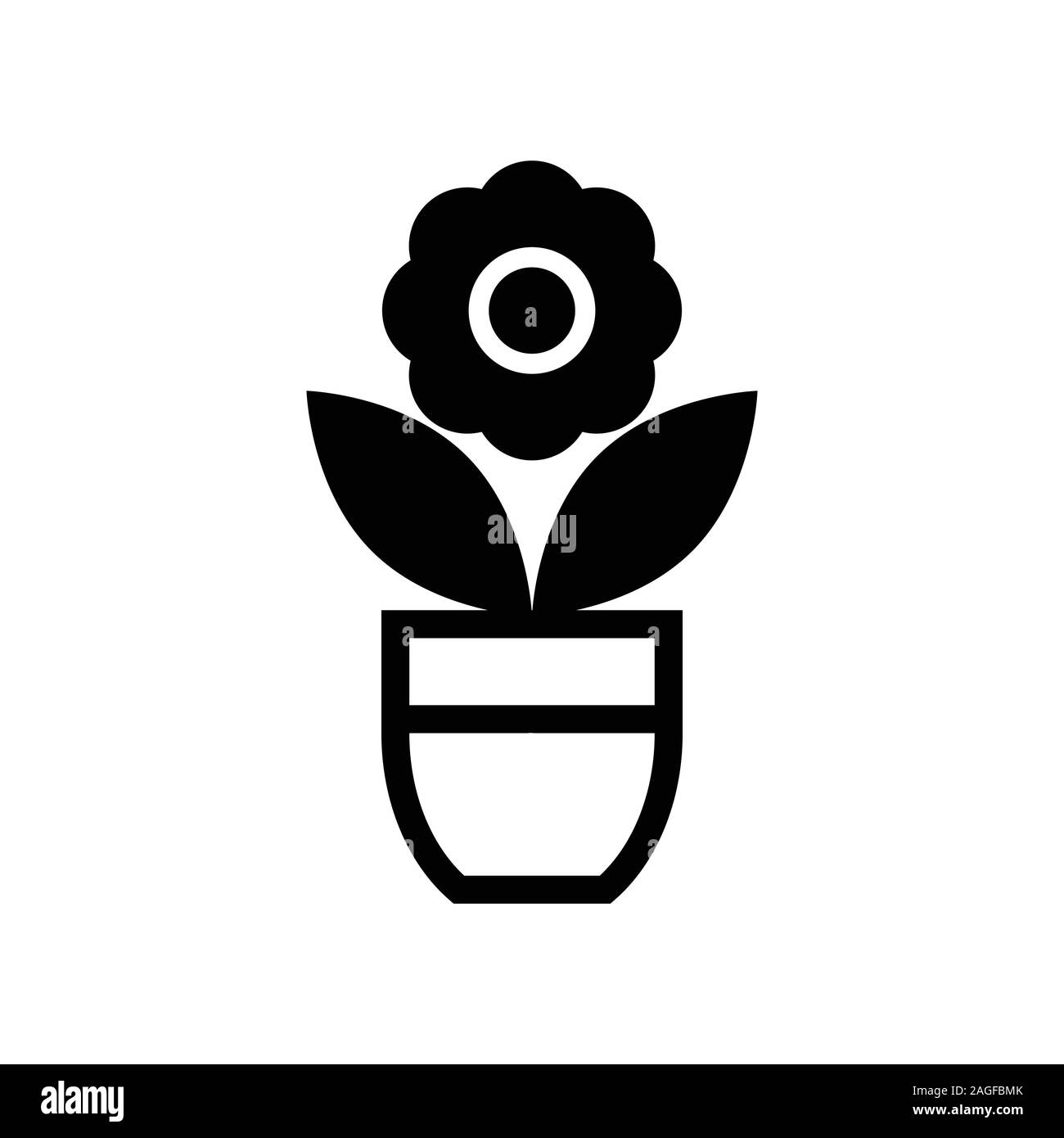 Fleur en pot isolé sur fond blanc l'icône eps 10. Illustration de Vecteur