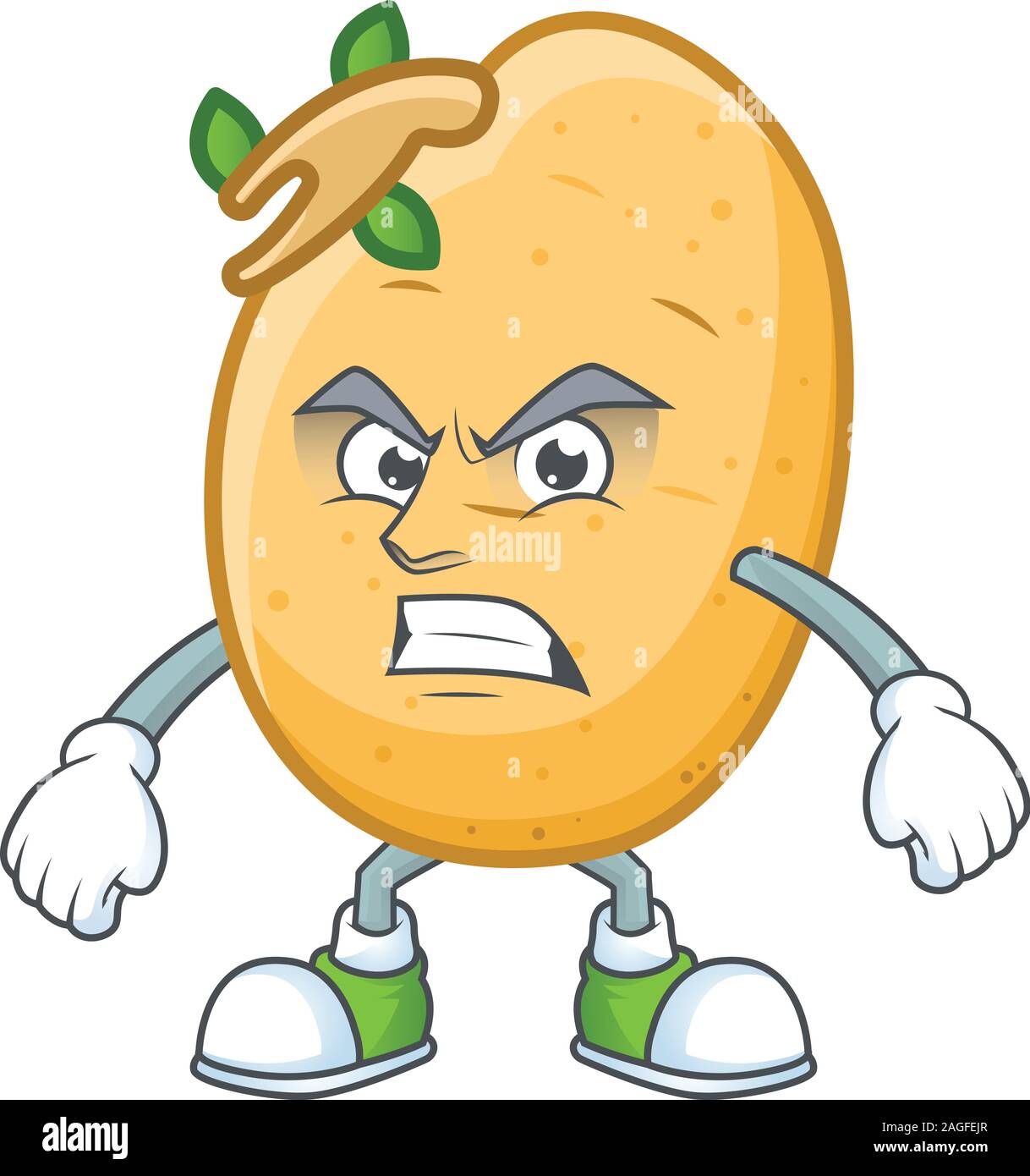 Photo de tubercule de pomme de terre germés personnage avec visage en colère Illustration de Vecteur