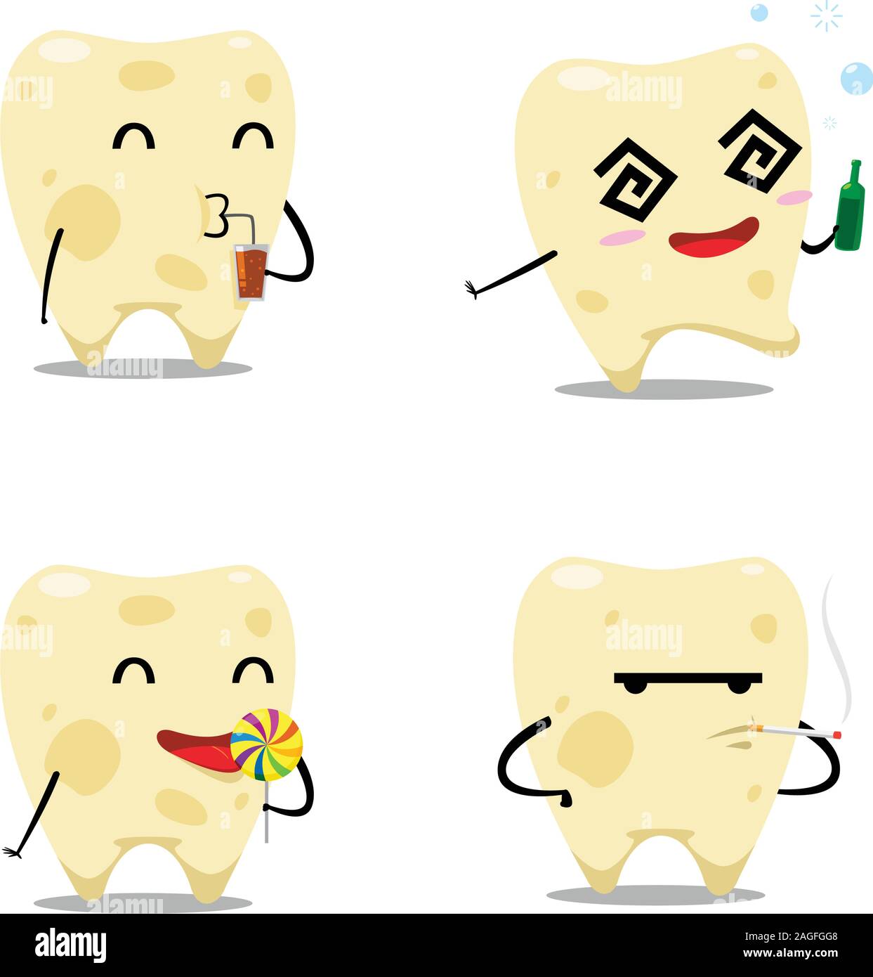 L'ensemble des dents carie. Vector illustration isolé Illustration de Vecteur