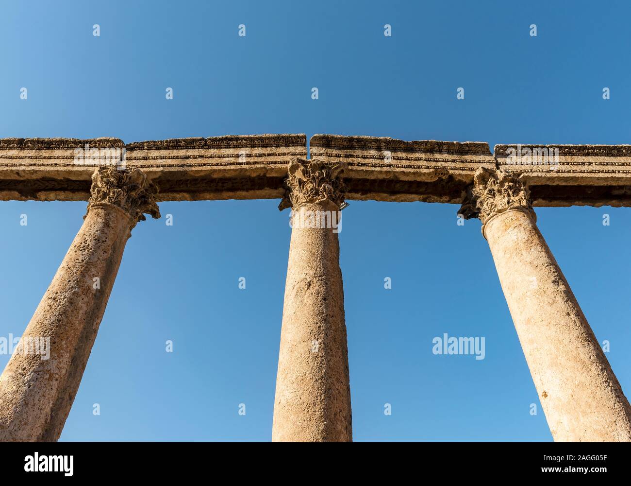 Rangée de colonnes du Forum Romain, Amman, Jordanie Banque D'Images