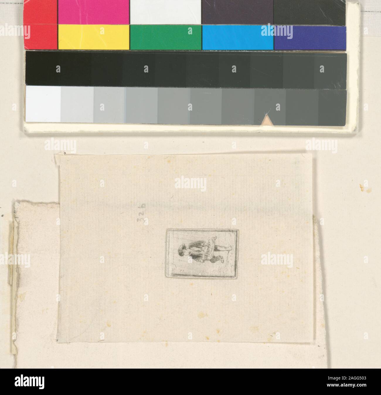 Holdings contrôlés à l'exemplaire de l'Oeuvre de Ch. Jacque catalogue de ses eaux-fortes et pointes sèches / dressé par J.J. Guiffrey. Fait partie d'eaux-fortes et pointes sèches par Charles Jacque dans Samuel Putnam Avery Collection. Citation/Référence : G326 ; joueur de vielle. Banque D'Images