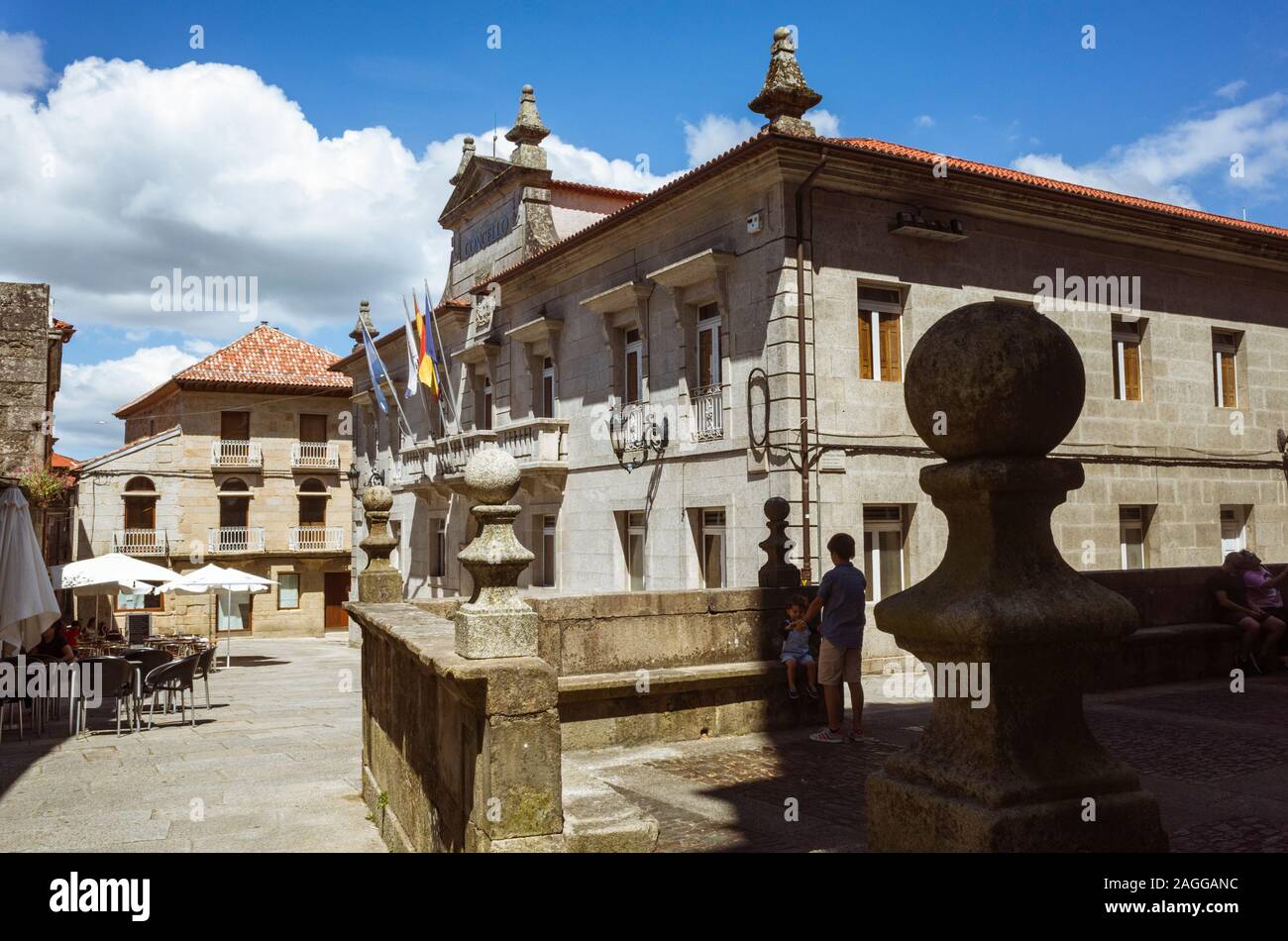 Tuy, province de Pontevedra, Galice, Espagne : Hôtel de ville de la ville frontière de Tui. Banque D'Images