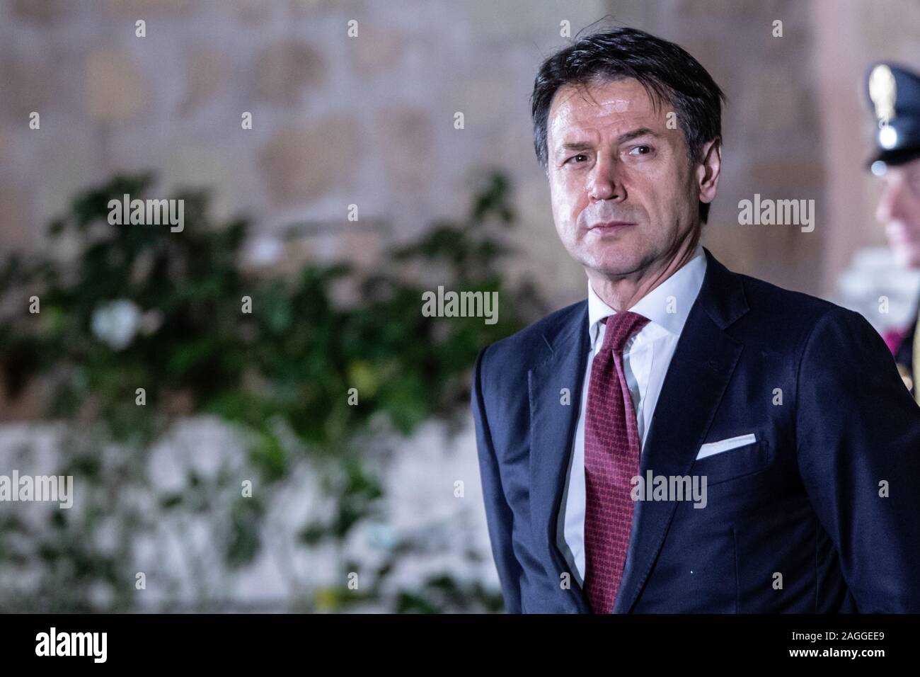 Le Premier ministre italien, Giuseppe Conte lors de la cérémonie officielle à la Villa Madama à Rome. Banque D'Images