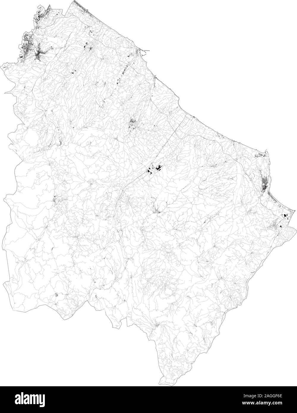 Carte Satellite de la Province de Chieti, villes et routes, bâtiments et routes des environs. La région des Abruzzes, en Italie. La carte des routes, ring road Illustration de Vecteur