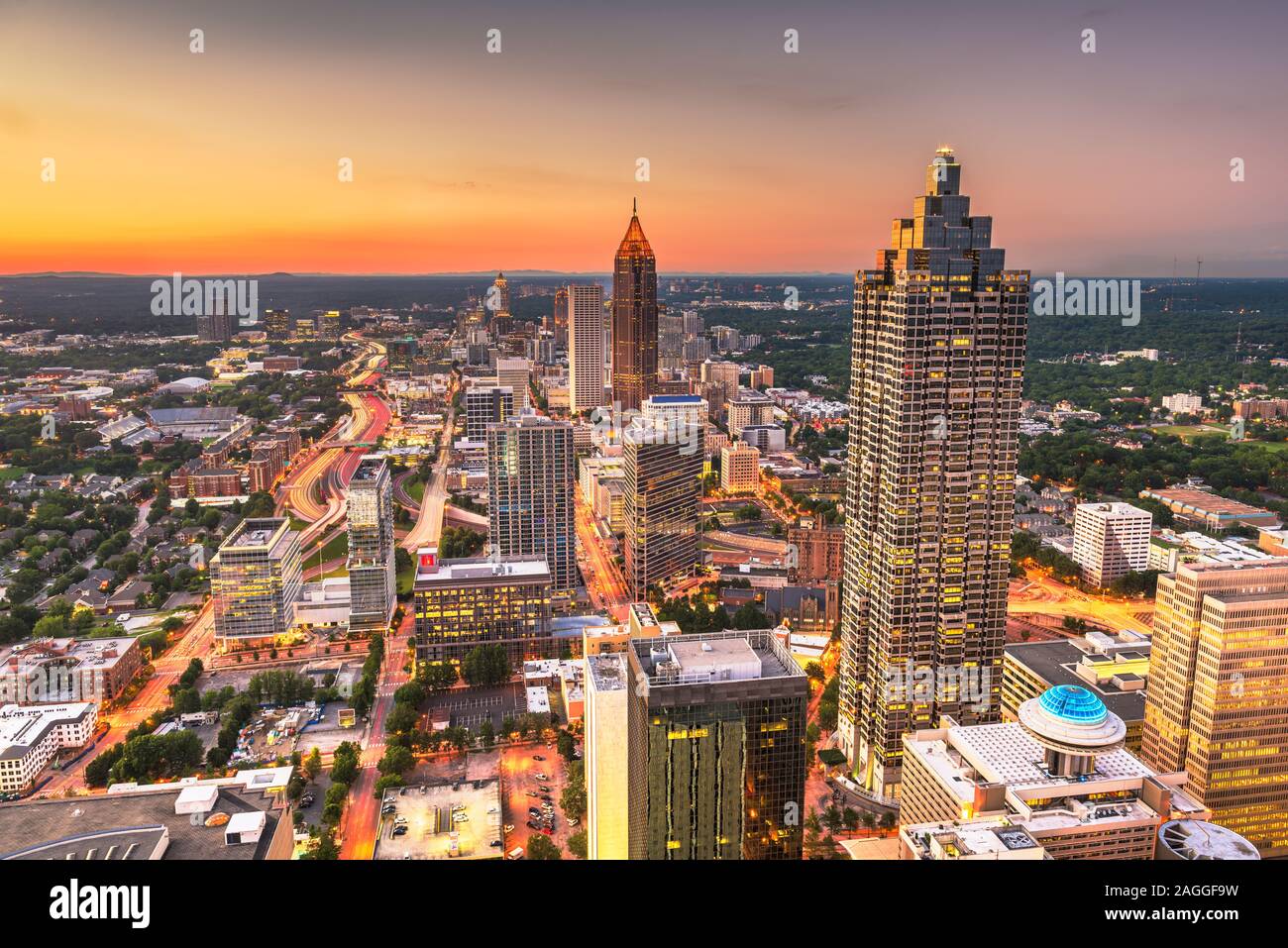 Atlanta, Georgia, USA Centre-ville au crépuscule. Banque D'Images