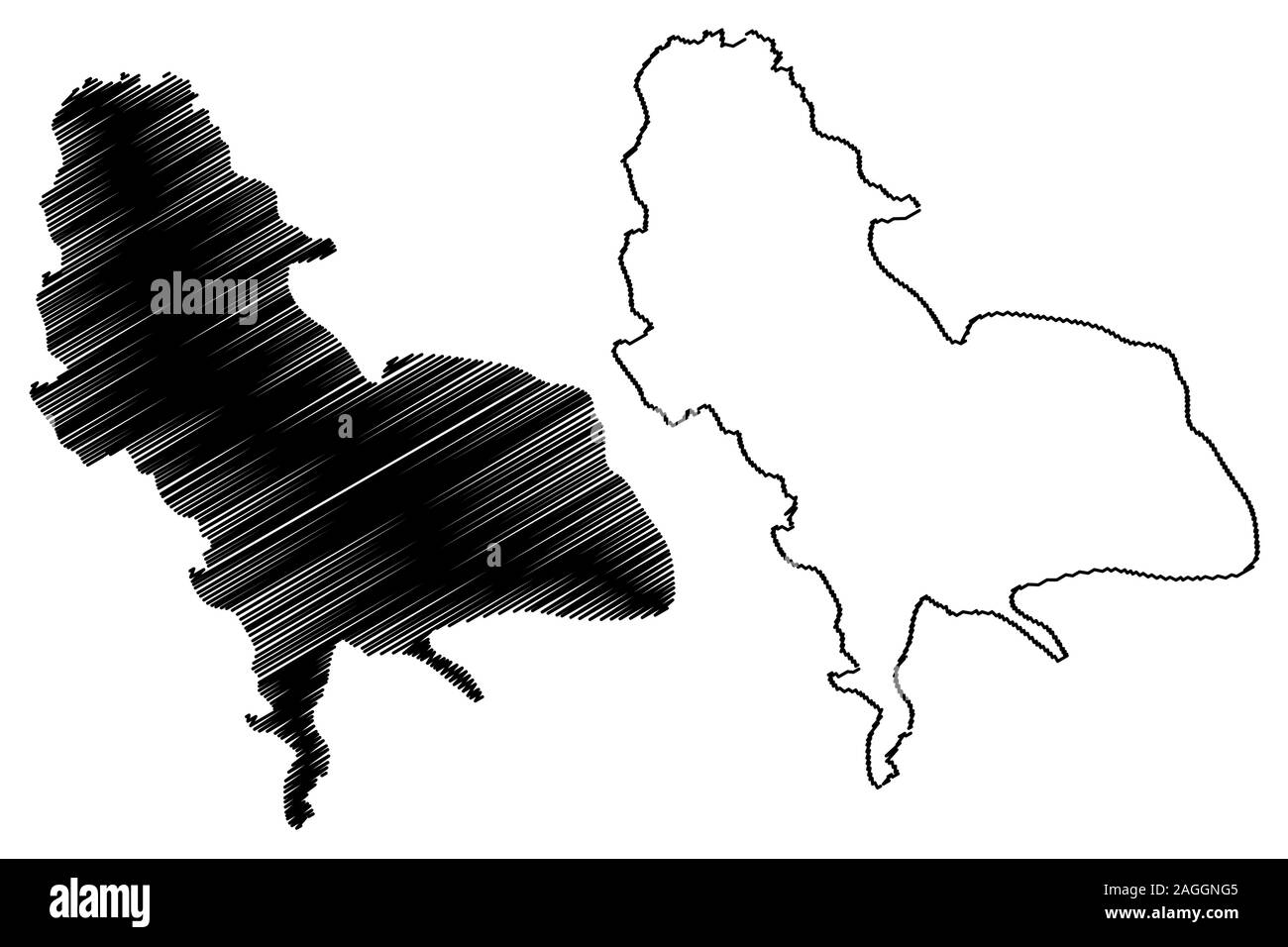 (Dans le canton de Bosnie-et-Herzégovine, Fédération de Bosnie-et-Herzégovine, FBiH) map vector illustration, croquis gribouillis d'Una Sana site Illustration de Vecteur