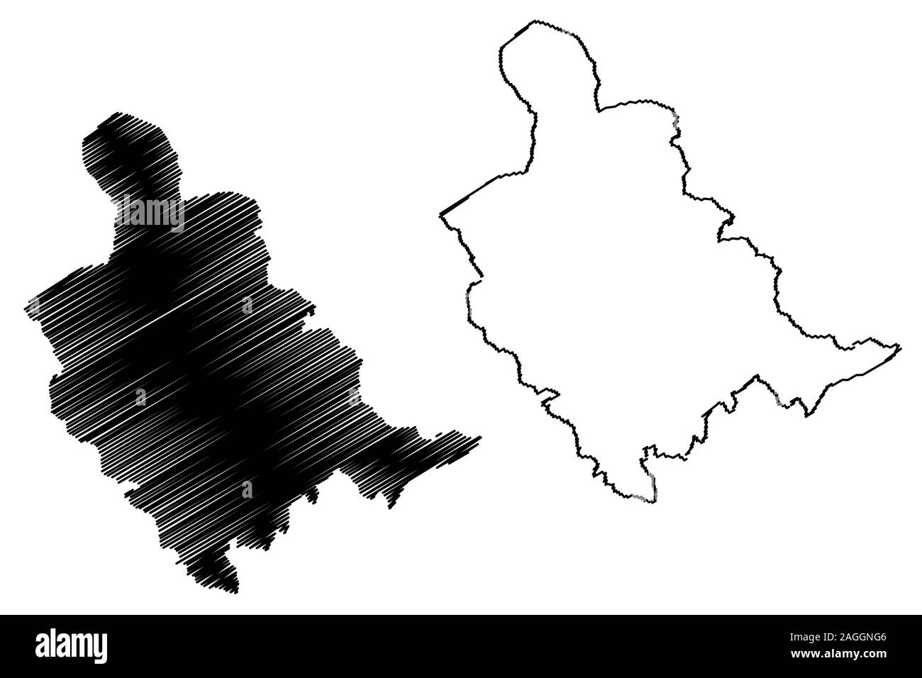 La BiH (canton de Zenica-Doboj, Fédération de Bosnie-et-Herzégovine, FBiH) map vector illustration gribouillage, croquis Zenica Doboj site Illustration de Vecteur