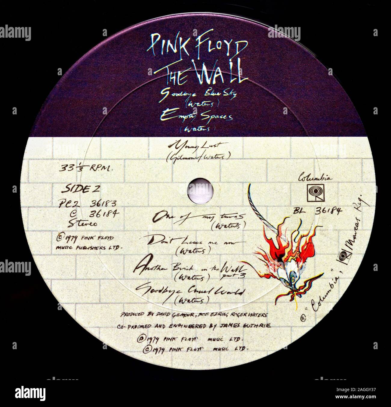 Pink Floyd The Wall vinyl record label Banque D'Images