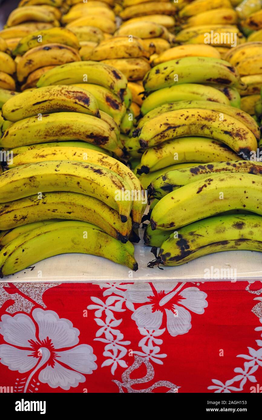 Petit bébé banane jaune à vendre à Tahiti Banque D'Images