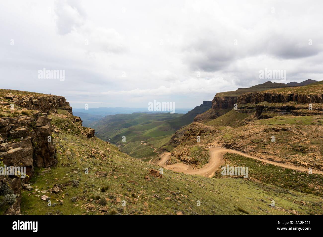 Sani Pass à partir du haut Banque D'Images