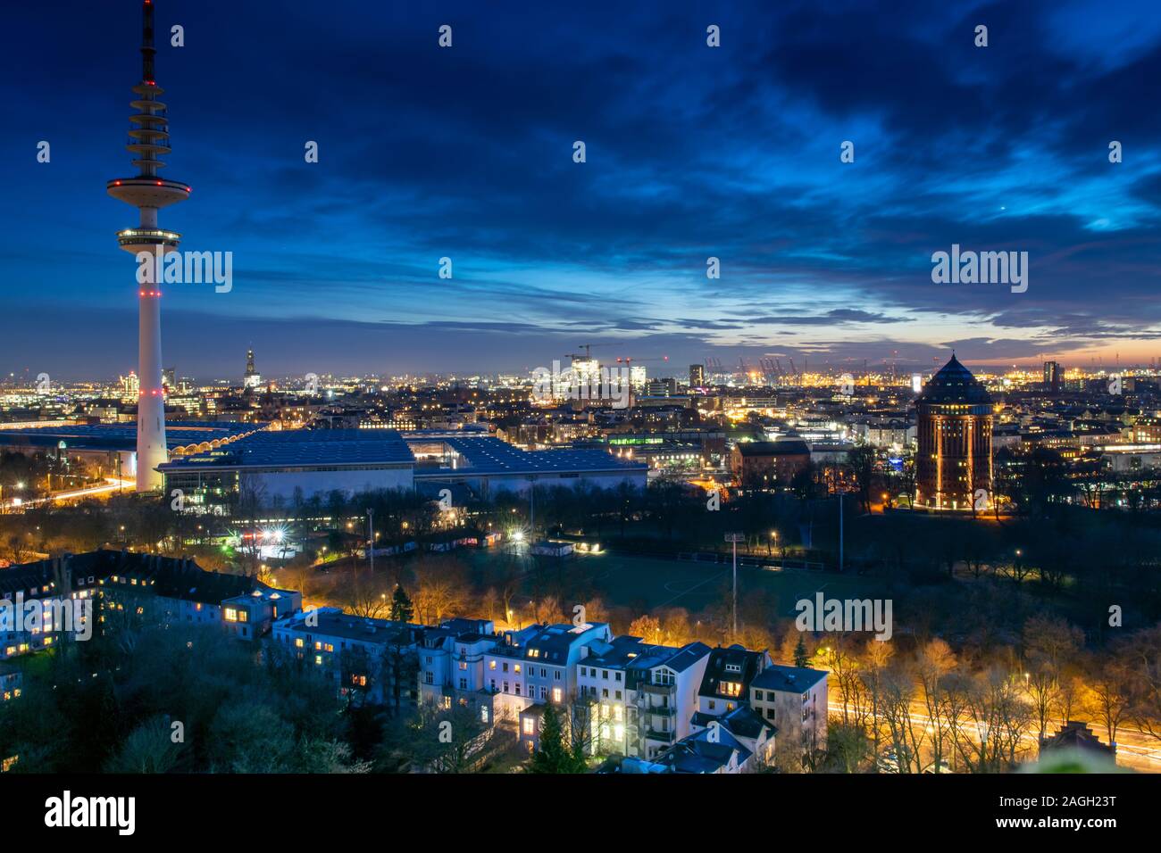 Nuit à Hambourg. Banque D'Images