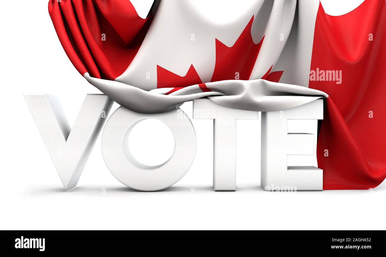 Le Canada vote concept. Voter mot couvert de drapeau national. 3D Render Banque D'Images