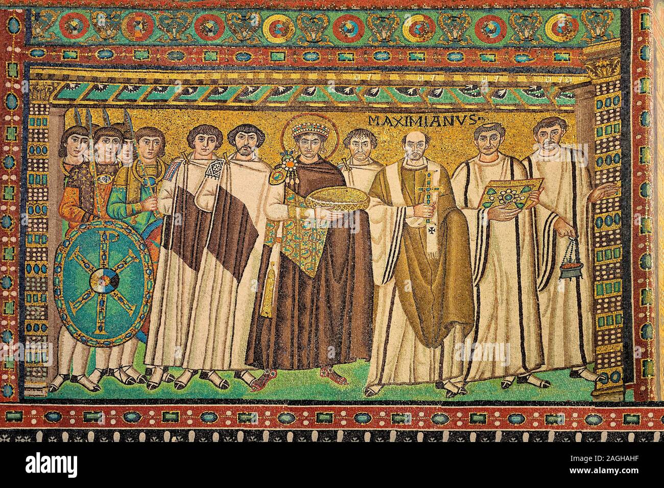 Mosaïque représentant l'empereur Justinien I. mosaïque romaine ...