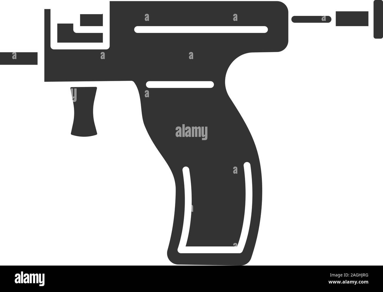 Glyphe pistolet perce-icône. Le perçage des oreilles d'instrument. Symbole de Silhouette. L'espace négatif. Vector illustration isolé Illustration de Vecteur