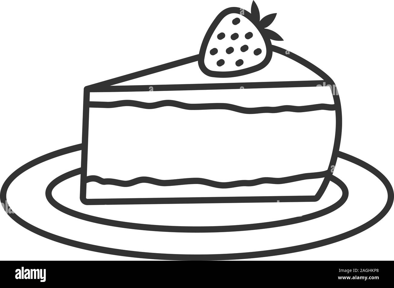 Cheesecake Aux Fraises Avec Icone Lineaire Fine Ligne Illustration Morceau De Gateau Symbole De Contour Dessin Vectoriel Apercu Isoles Image Vectorielle Stock Alamy