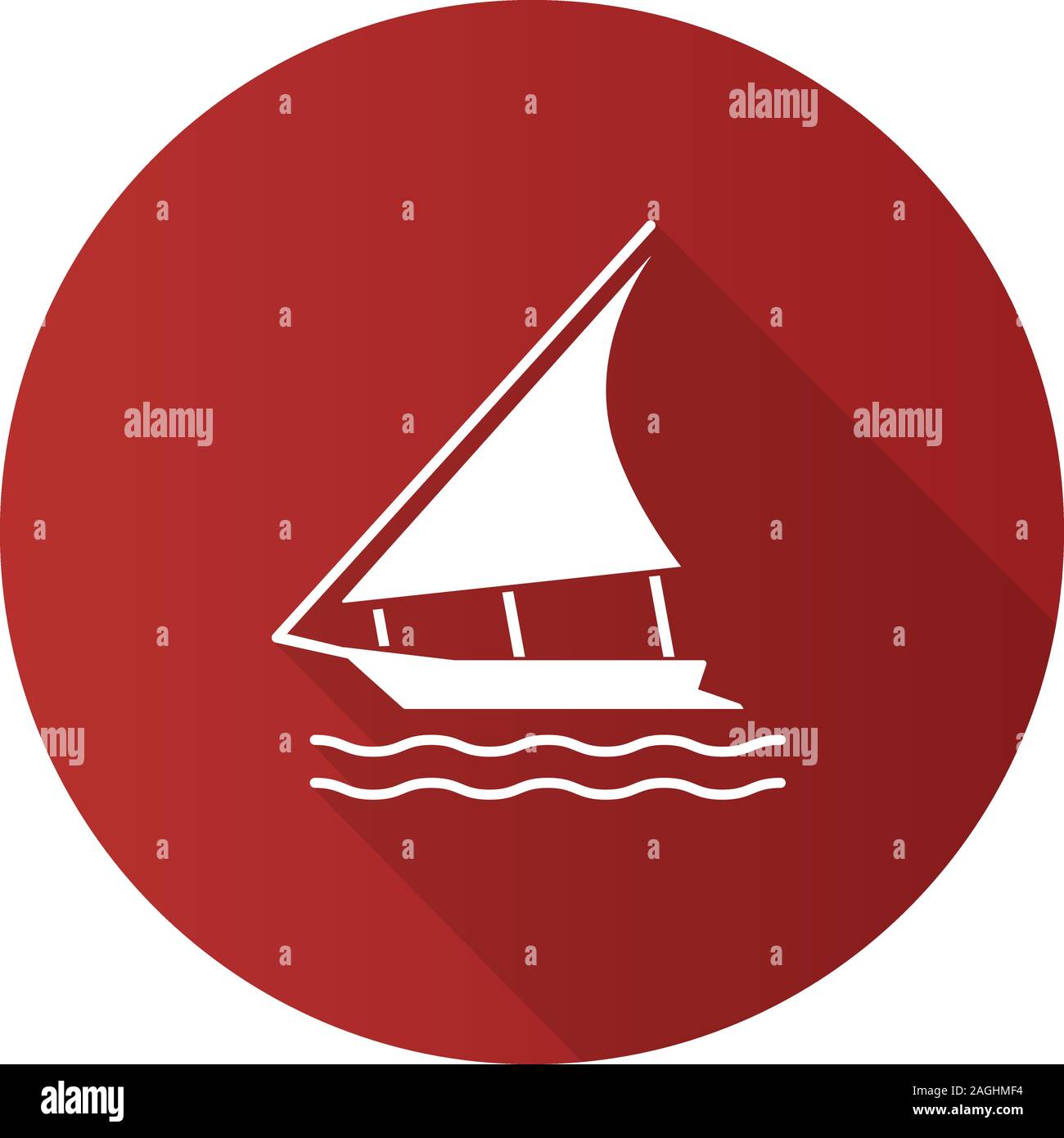 Bateau à voile modèle plat, ombre portée de l'icône de glyphe. Felouque. Yacht de luxe. Silhouette Vector illustration Illustration de Vecteur