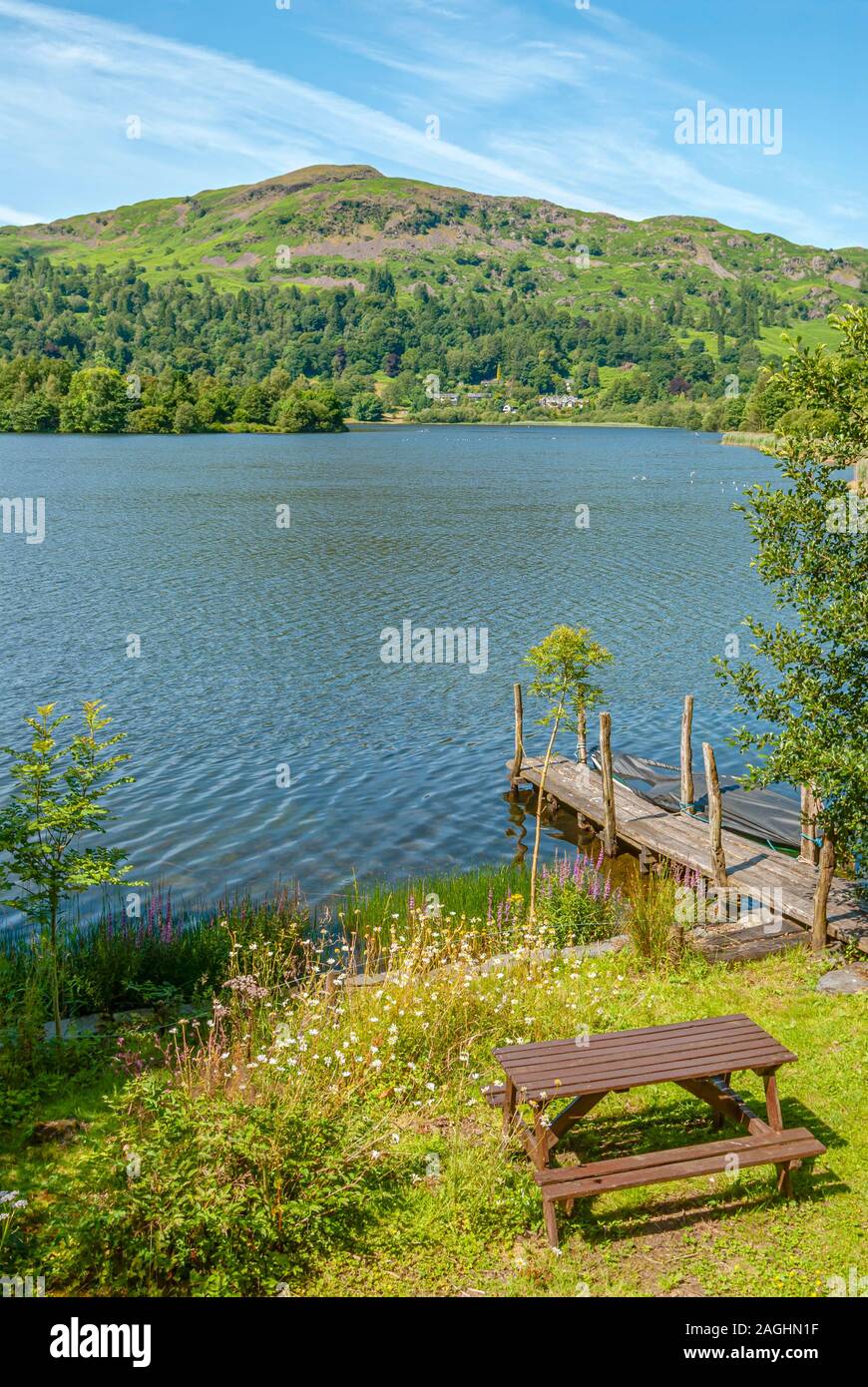 Vue sur le lac de Grasmere, Cumbria, England, UK Banque D'Images