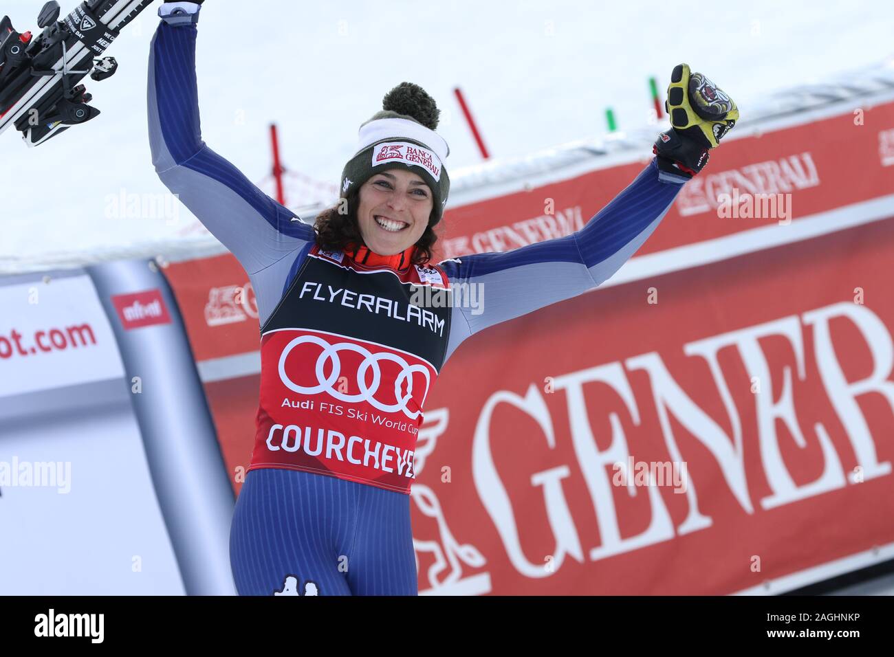 Courchevel, France, 17 déc 2019, Federica Brignone de l'Italie remporte le slalom géant féminin AUDI FIS Coupe du Monde de Ski Alpin Ski alpin Sports d'hiver Sport 2019-2020 Banque D'Images