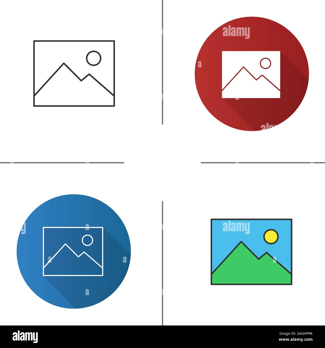 Image numérique, icône de photo. Modèle plat, linéaire et de couleurs. Photo. Illustrations vectorielles Illustration de Vecteur