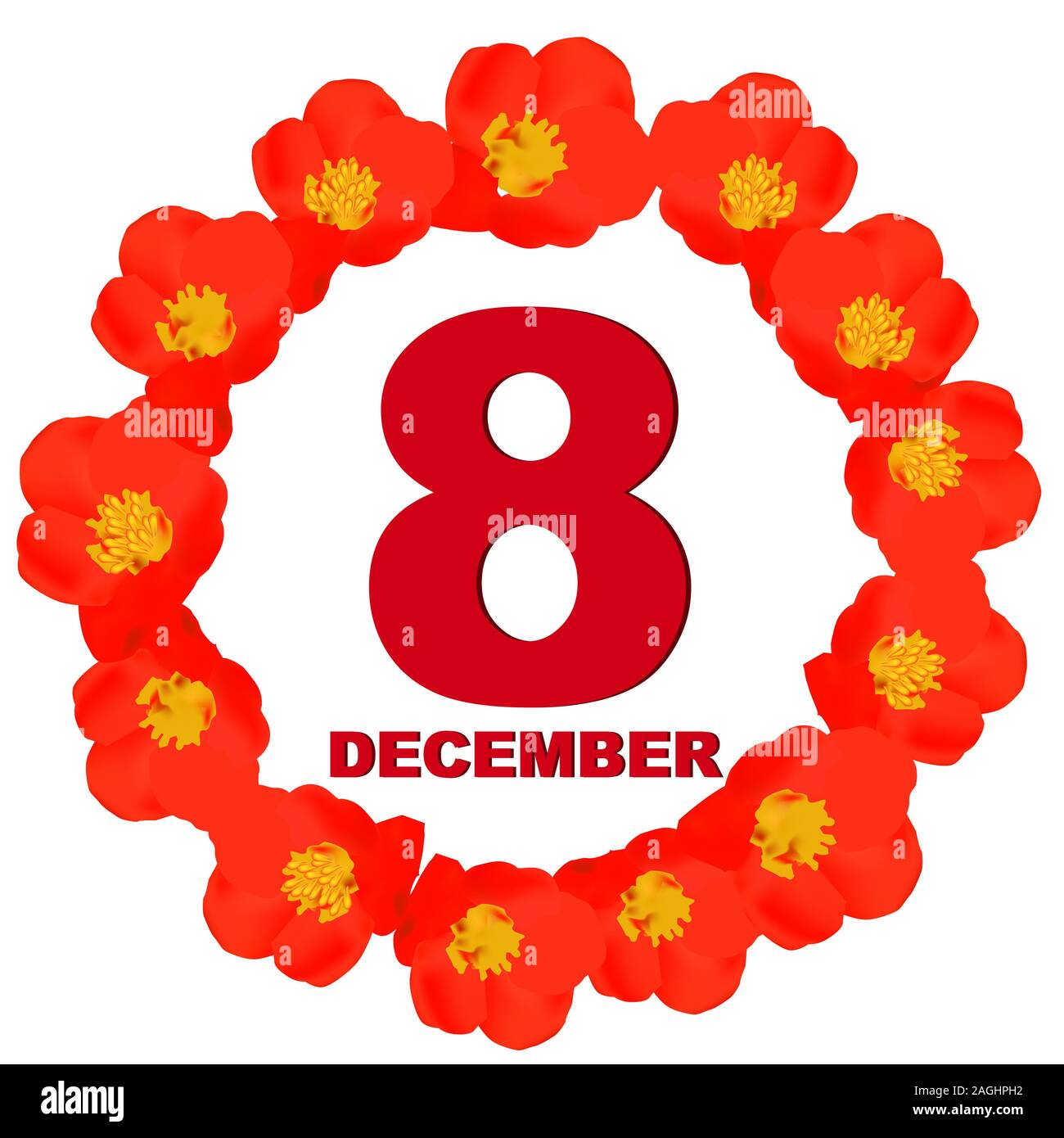 L'icône 8 décembre. Pour la planification jour important. Bannière pour les jours fériés et les jours spéciaux. 8 décembre l'icône. L'illustration. Banque D'Images