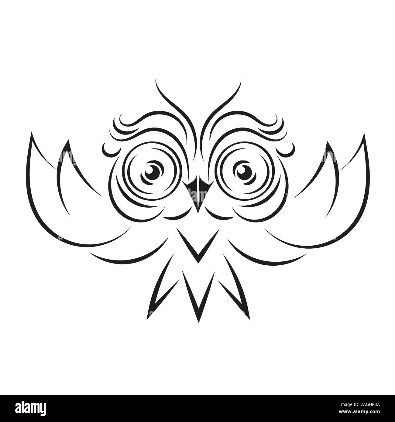 Owl contours géométriques dans l'Emblème . L'icône de la ligne. Convient pour carte de voeux, affiche ou d'impression sur T-shirt. Illustration de Vecteur