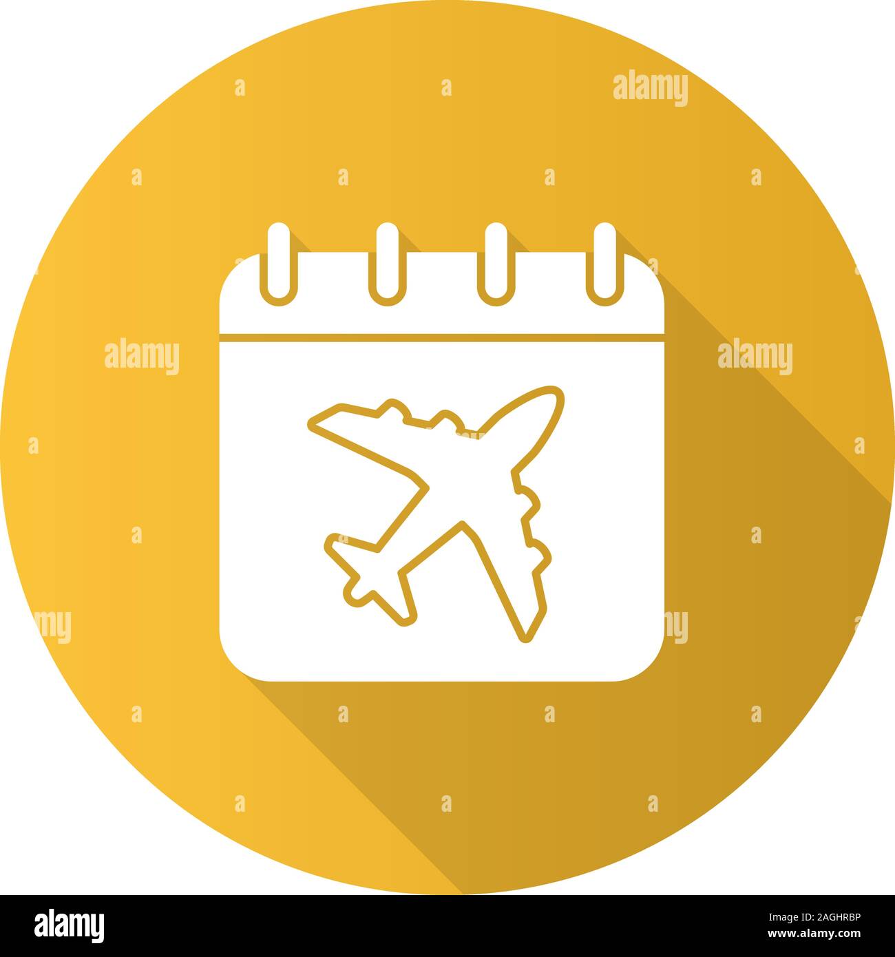 Date de vol modèle plat, ombre portée de l'icône de glyphe. Page de calendrier avec l'avion. Avion date de départ. Silhouette Vector illustration Illustration de Vecteur