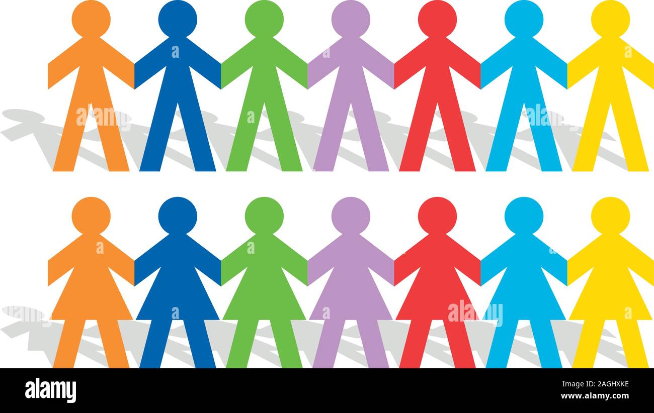 Papier de couleur découpées personnes se tenant la main à l'équipe concept, vector illustration Illustration de Vecteur