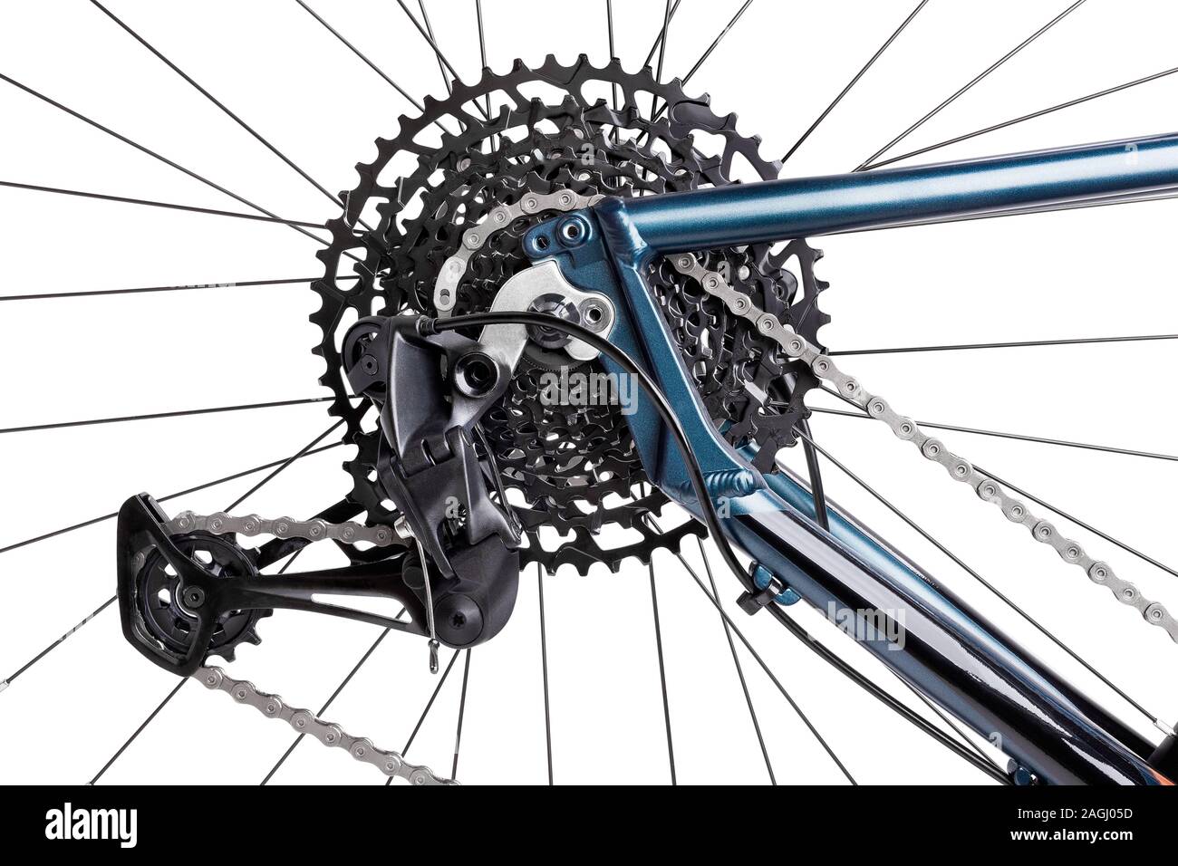 Dérailleur arrière vélo voie isolated on white Banque D'Images