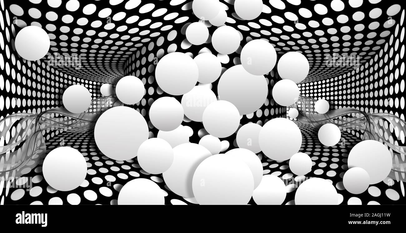 Fond D Ecran 3d Sphere Blanche Sur Fond Des Illusions D Optique Le Noir Et Blanc Photo Stock Alamy