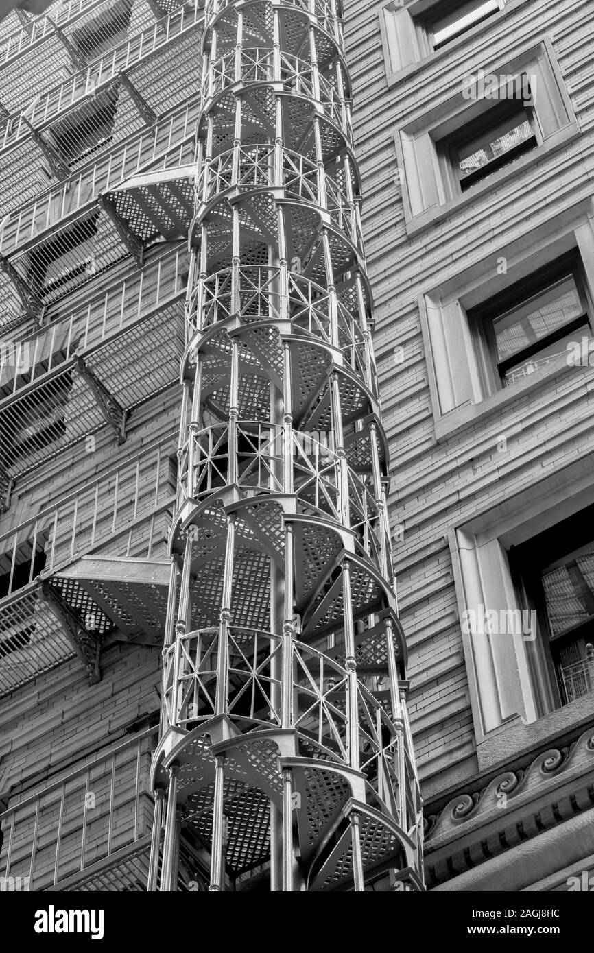 Escalier spirale fire ecape à Boston Banque D'Images