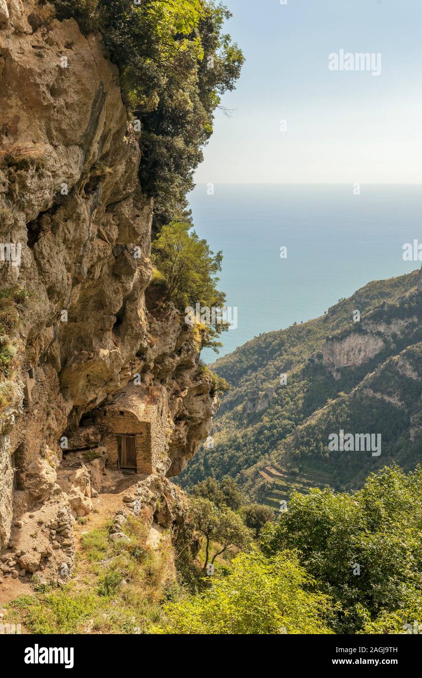 Sentiero degli Dei (Italie) - route de Trekking De Agerola à Nocelle sur la côte amalfitaine, appelé 'le Chemin des dieux' dans la Campanie, Italie Banque D'Images