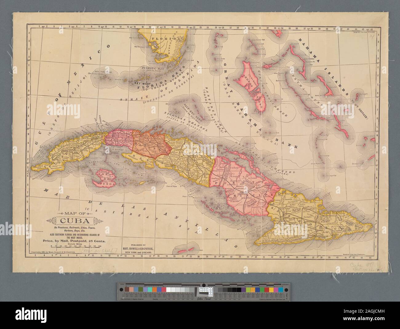 Illustré par hachures de secours. Accompagné par texte catalogué séparément sous le titre : Carte et l'histoire de Cuba à partir de la dernière et meilleure compétentes : y compris un graphique clair et compte de la guerre de 1895-1897 / par E. Hannaford. Le texte d'accompagnement comprend un index. ; Carte de Cuba de ses provinces, des chemins, des villes, villages, Ports, baies, etx.. Banque D'Images