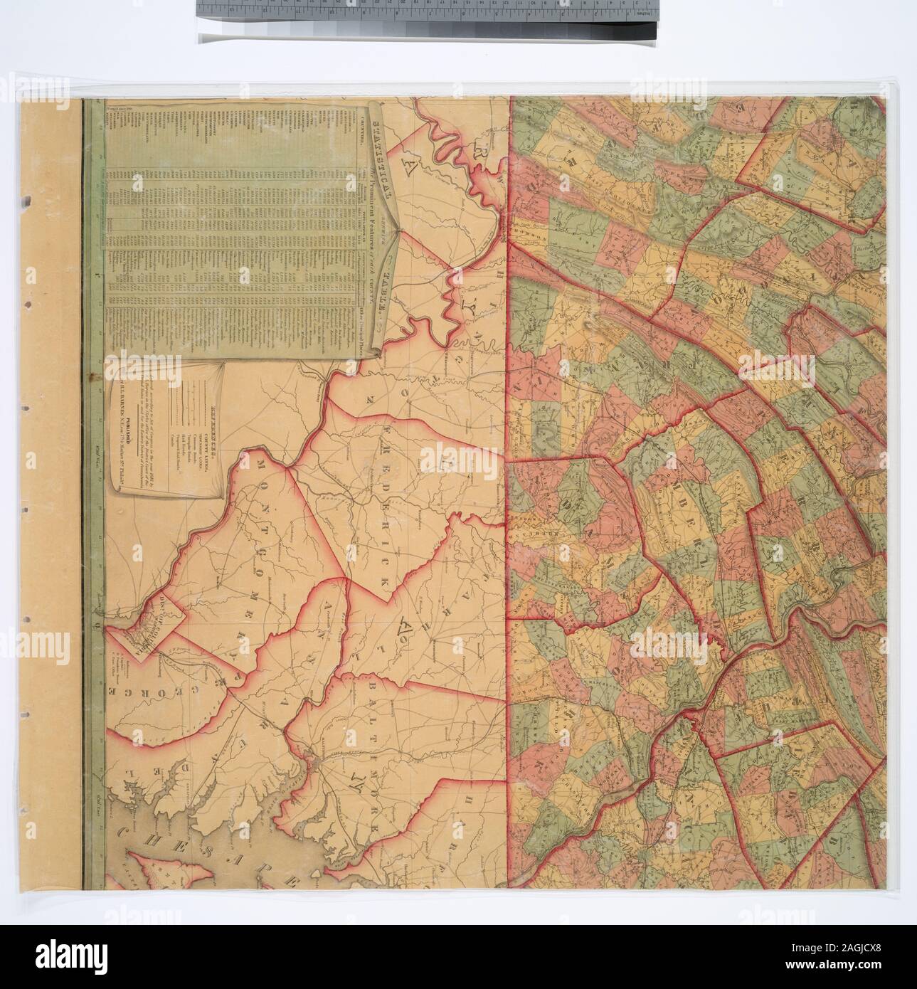 Approuvé par le conseil du comté de Philadelphie, sous l'autorité de l'assemblée législative. Entré en fonction d'une loi du Congrès, dans l'année 1848, par R. L. Barnes, commis dans le bureau de la Cour de District des États-Unis dans et pour le District Est de la Pennsylvanie. Comprend des tableaux pour le commerce du charbon, les travaux publics et les statistiques de la population de tous les comtés. Inclut également les textes et malade. National Endowment for the Humanities pour accorder l'accès à des cartes de la région du littoral atlantique. Illustré par hachures de secours. Montre les limites des villes, canaux, chemins de fer, et a proposé des chemins de fer. Citation/Référence : Banque D'Images