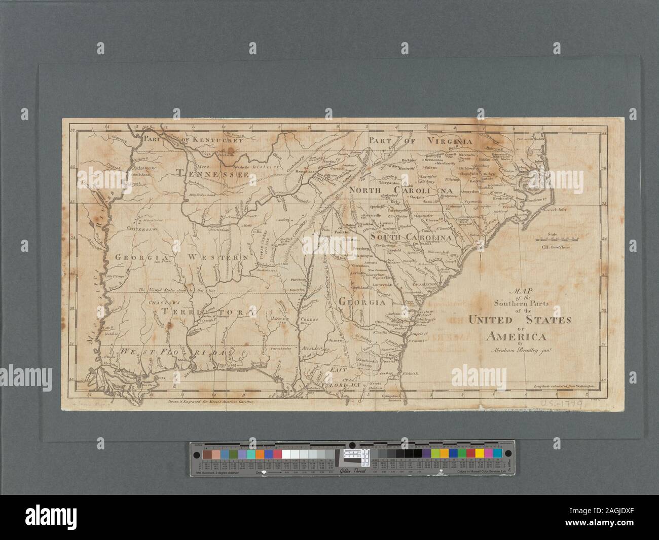 Relief illustré de représentations imagées. Couvre les états du sud à l'est du Mississippi. Premier méridien : Washington, D.C. la cartographie Nation (NEH, 2015-2018) ; carte de la partie sud des États-Unis d'Amérique Banque D'Images