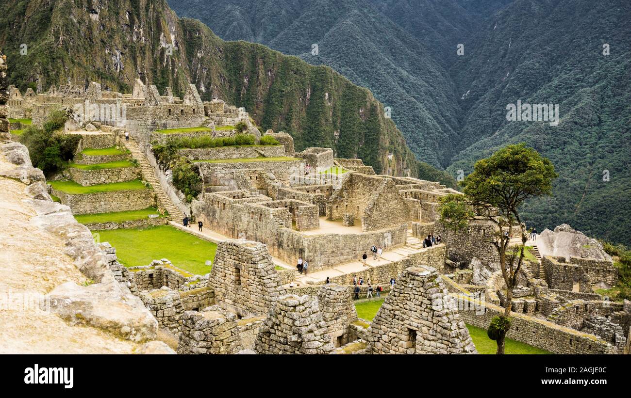 Architecture Inca de la vallée sacrée du Machu Picchu, Cusco Pérou Banque D'Images