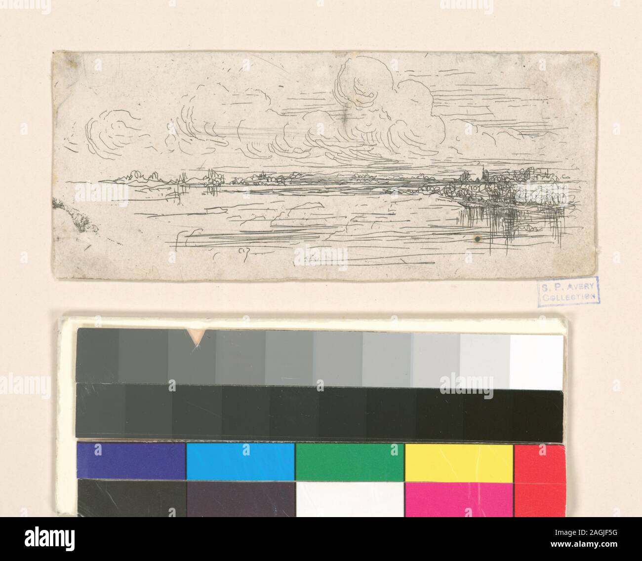 Holdings contrôlés à l'exemplaire de l'Oeuvre de Ch. Jacque catalogue de ses eaux-fortes et pointes sèches / dressé par J.J. Guiffrey. Fait partie d'eaux-fortes et pointes sèches par Charles Jacque dans Samuel Putnam Avery Collection. Citation/Référence : G303 ; maritimes. Banque D'Images