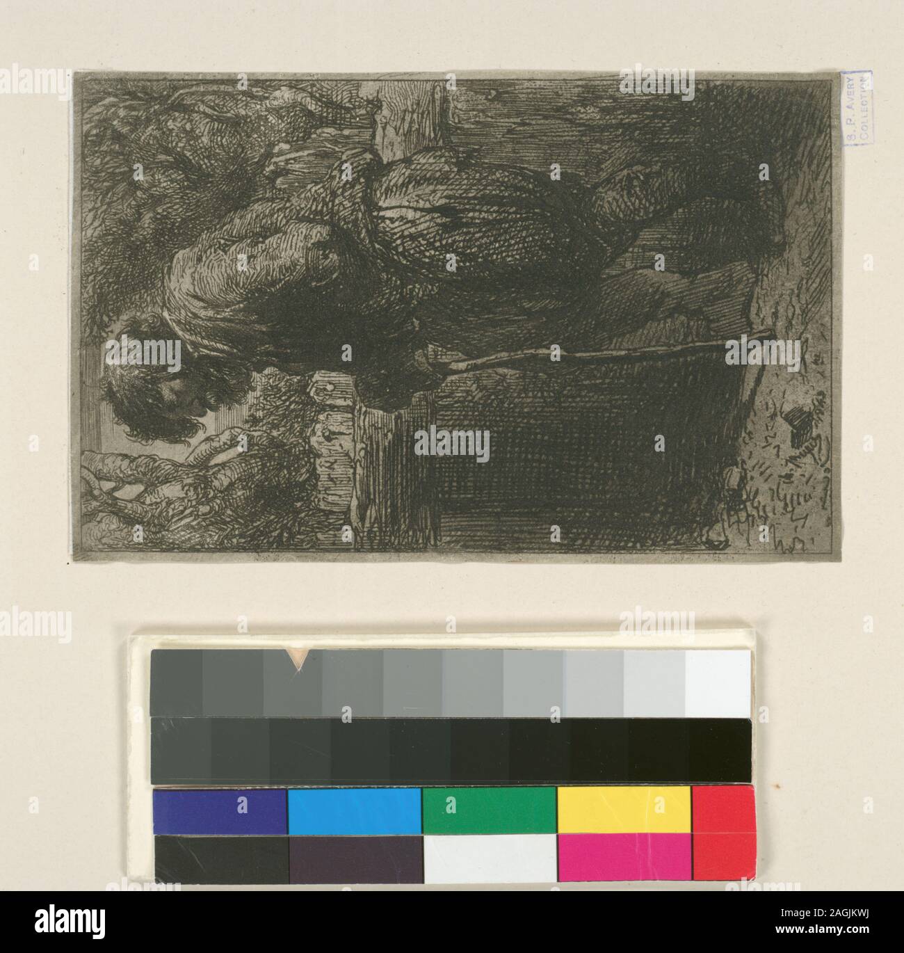 Holdings contrôlés à l'exemplaire de l'Oeuvre de Ch. Jacque catalogue de ses eaux-fortes et pointes sèches / dressé par J.J. Guiffrey. Fait partie d'eaux-fortes et pointes sèches par Charles Jacque dans Samuel Putnam Avery Collection. Citation/Référence : G274 ; mendiant. Banque D'Images