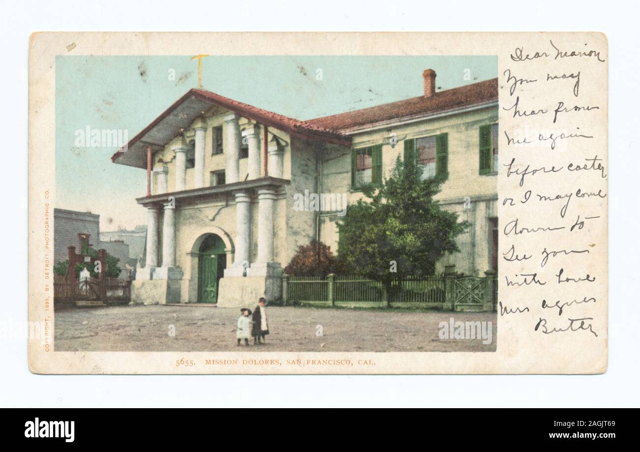Numéro de série de carte postale : 5655 1901-1902. Inclus à partir de 1000 à l'occasion les réimpressions série. ; Mission Dolores, San Francisco, Californie Banque D'Images