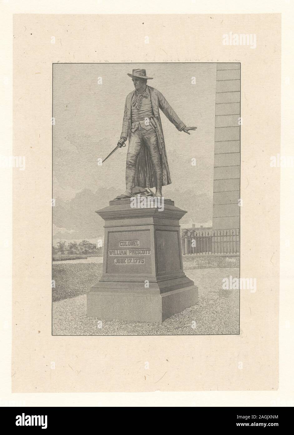 Printmakers : J.B. Forrest, J.N. Gimbrede, H.B. Hall et John Hill. Titre du calendrier de la collecte d'Emmet. EM8091 ; Monument au Colonel William Prescott Banque D'Images
