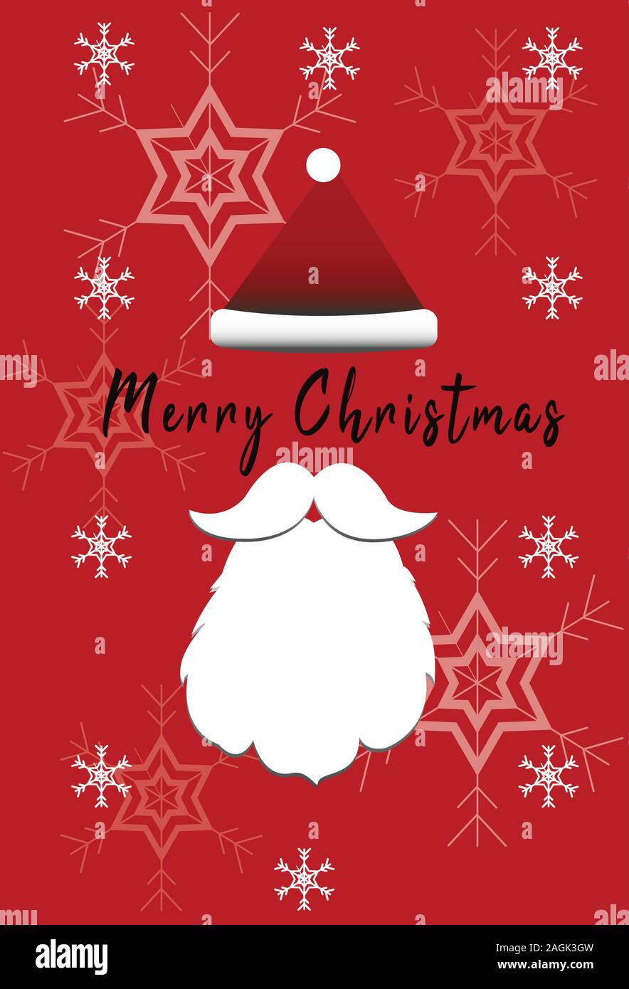 Santa Claus moustache et red hat avec neige sur fond rouge vector Illustration de Vecteur