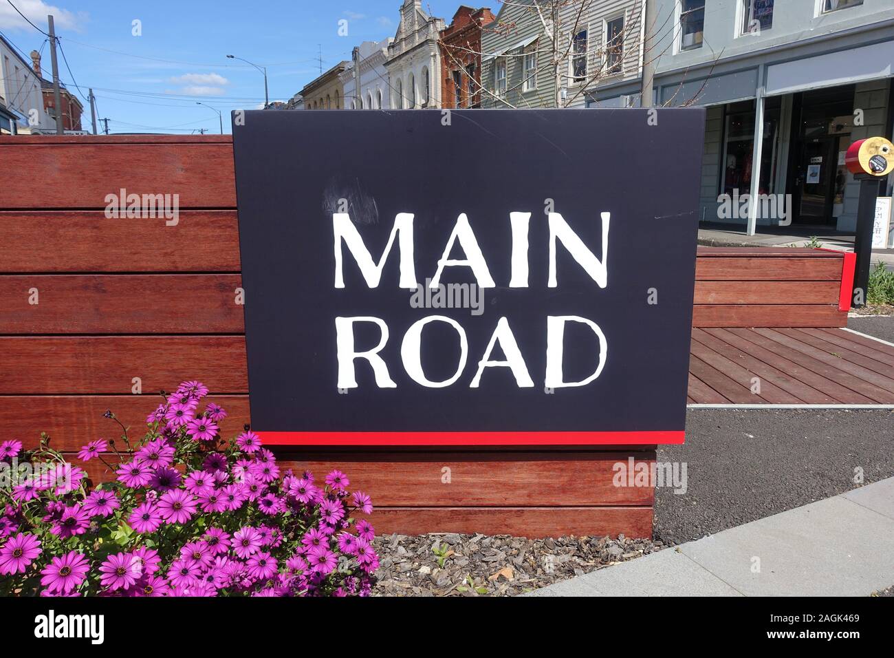 Le panneau du quartier de main Road à Ballarat, en Australie Banque D'Images