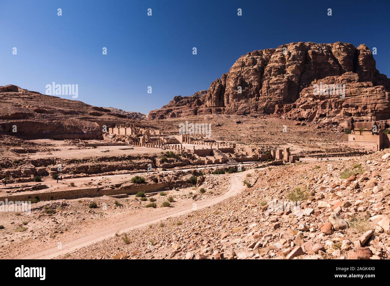 Petra, la rue Colonnade, le Grand Temple, la porte de Temenos, vieille architecture, Jordanie, Moyen-Orient, Asie Banque D'Images