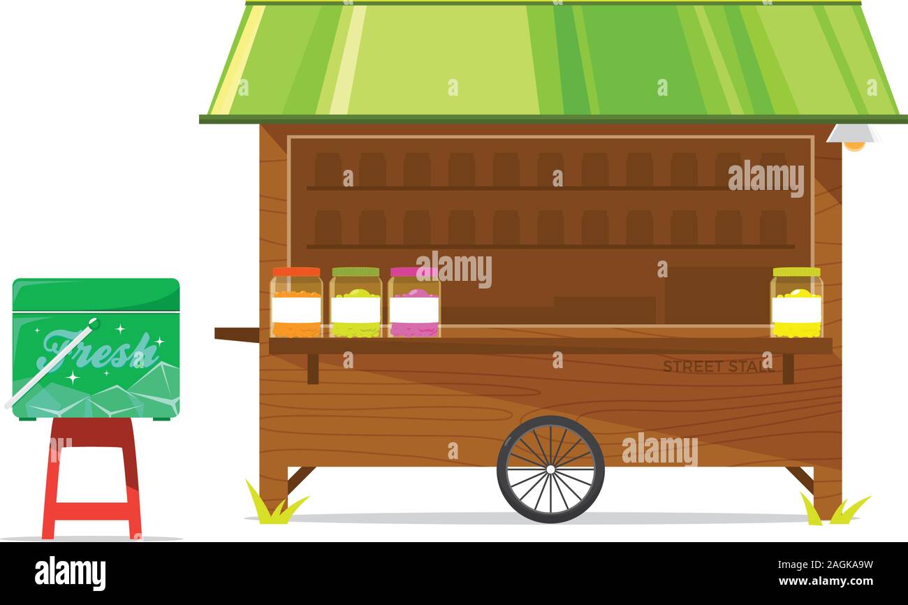 Blocage routier brun avec toit vert Illustration de Vecteur