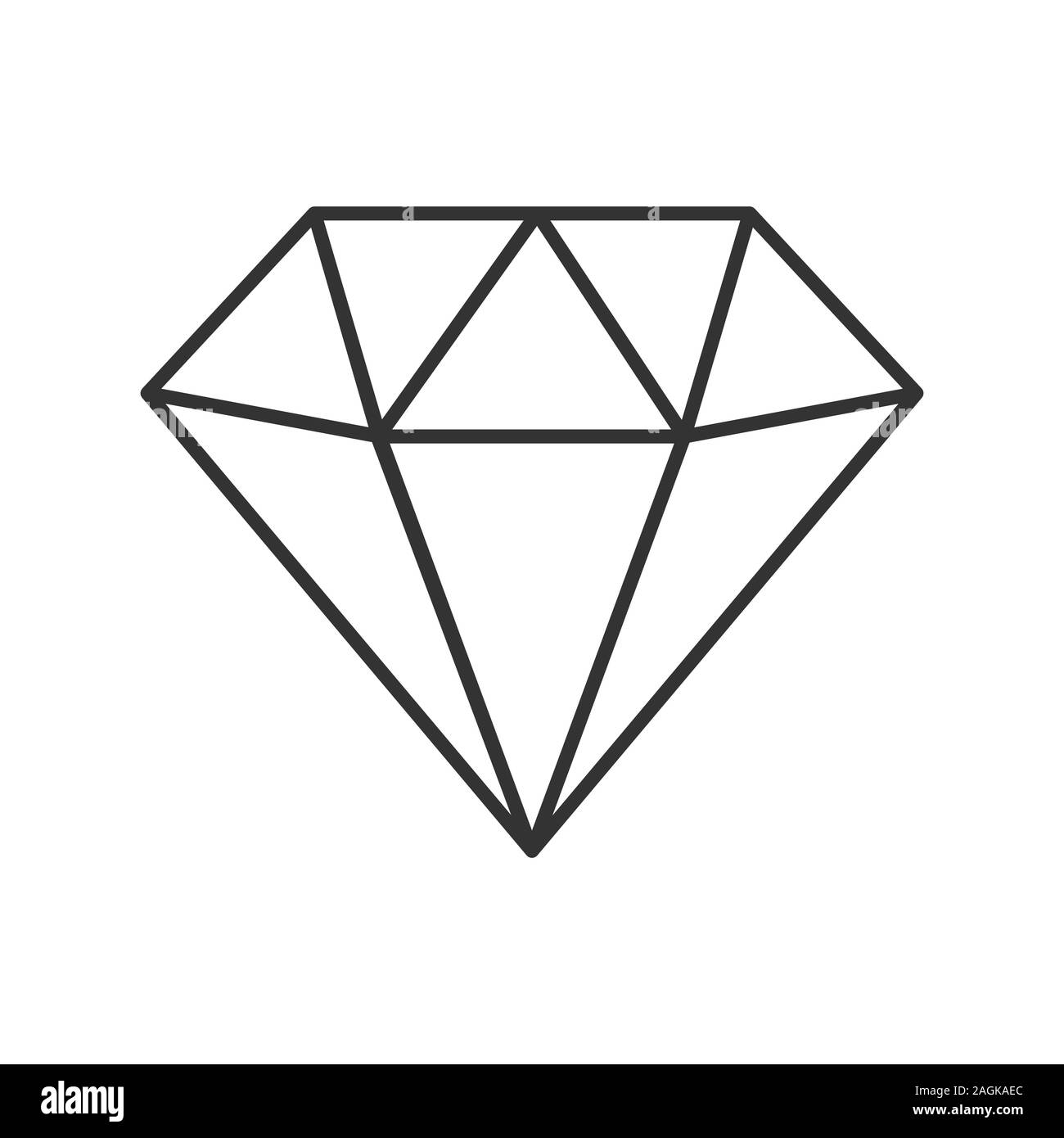 Forme de polygone. Icône de la pierre précieuse. Silhouette linéaire vide. Isolé sur fond blanc. Télévision, style design simple. Illustration de Vecteur