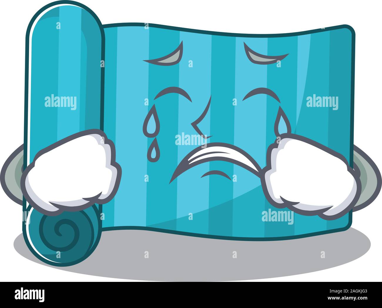Triste à pleurer matelas de yoga design dessin animé de défilement Illustration de Vecteur