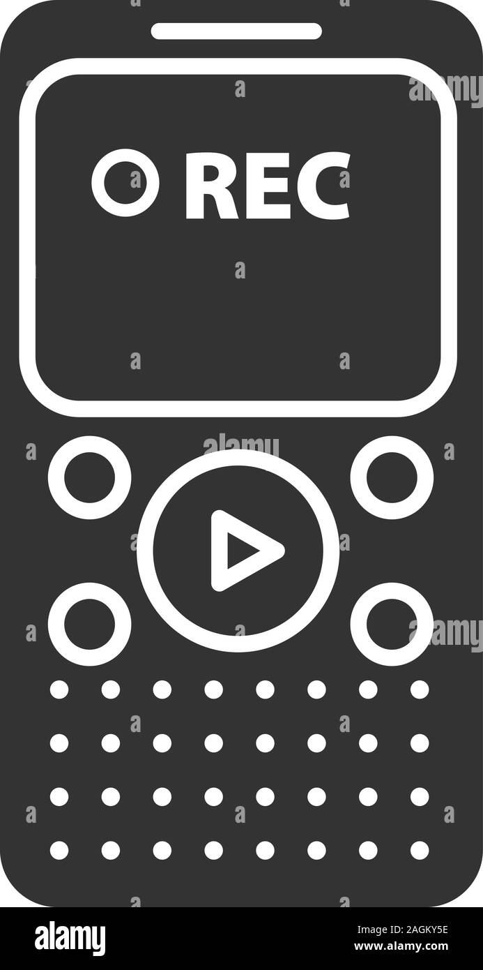 Icône glyphe de dictaphone. Enregistreur audio portable. Symbole de Silhouette. L'espace négatif. Vector illustration isolé Illustration de Vecteur