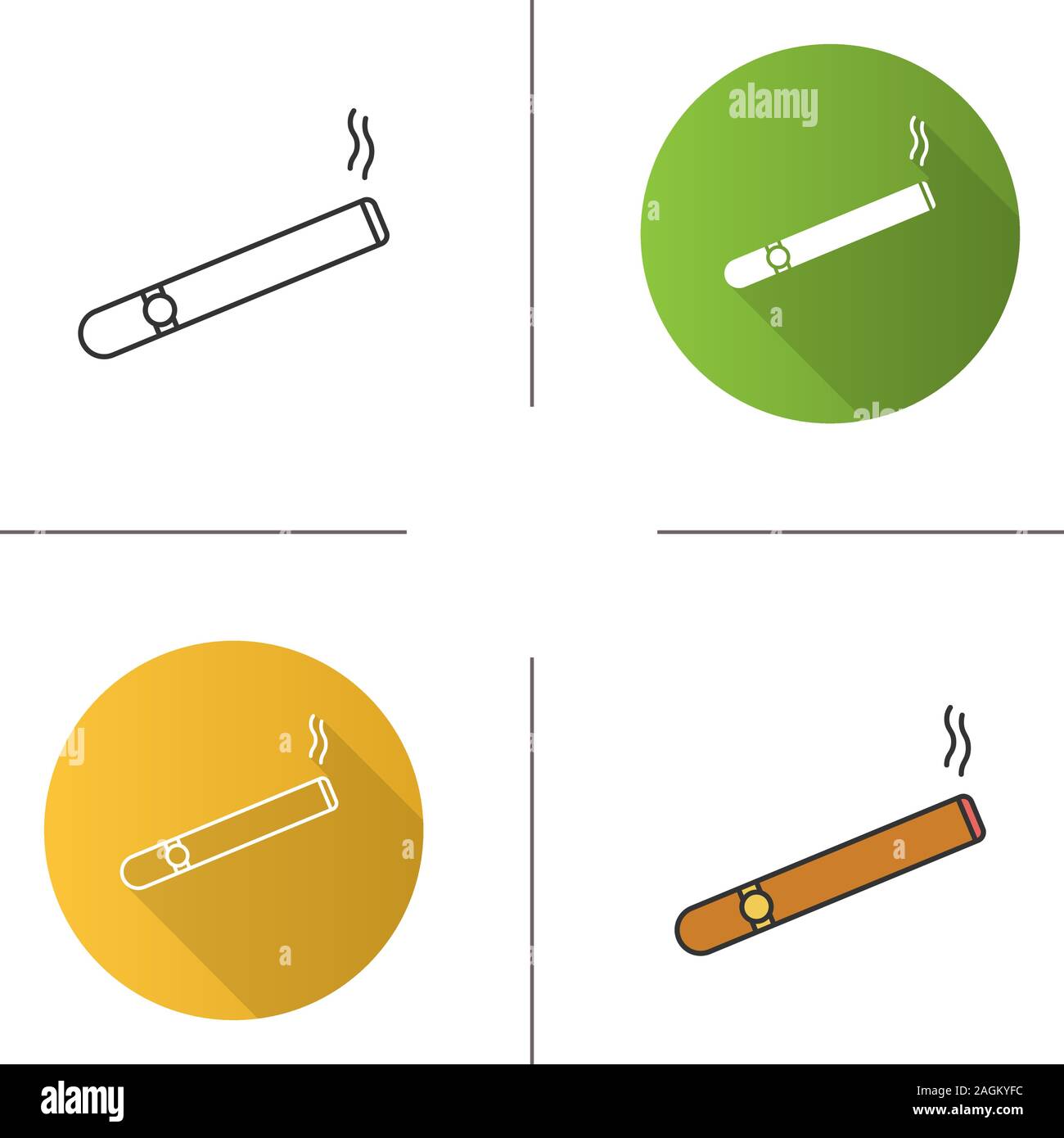 Cigare gravure icône. Cigarette. Zone fumeurs. Modèle plat, linéaire et de couleurs. Illustrations vectorielles Illustration de Vecteur