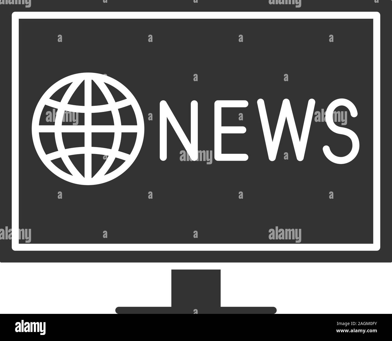 TV news icône glyphe. Journal télévisé. Symbole de Silhouette. L'espace négatif. Vector illustration isolé Illustration de Vecteur