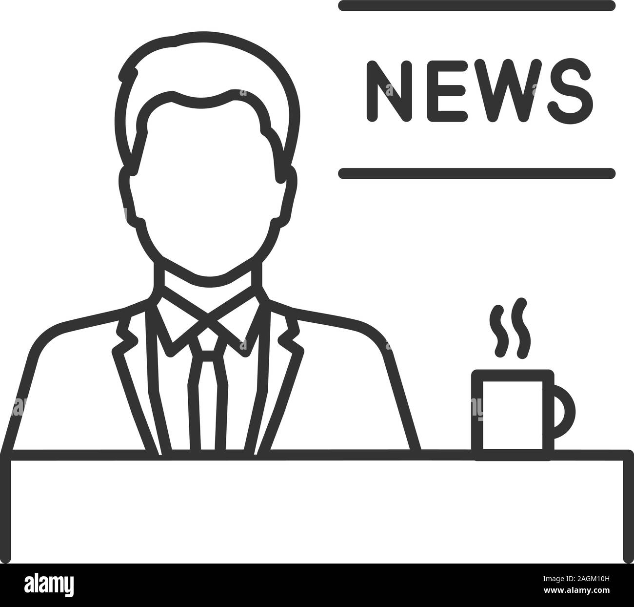 Présentatrice TV icône linéaire. Présentateur de nouvelles. Fine ligne illustration. Nouvelles du matin. Symbole de contour. Dessin vectoriel aperçu isolés Illustration de Vecteur
