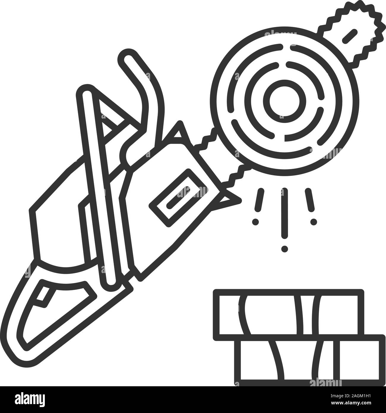 Chainsaw icône linéaire. L'exploitation forestière. Fine ligne illustration. Alimentation essence tronçonneuse. Symbole de contour. Dessin vectoriel aperçu isolés Illustration de Vecteur